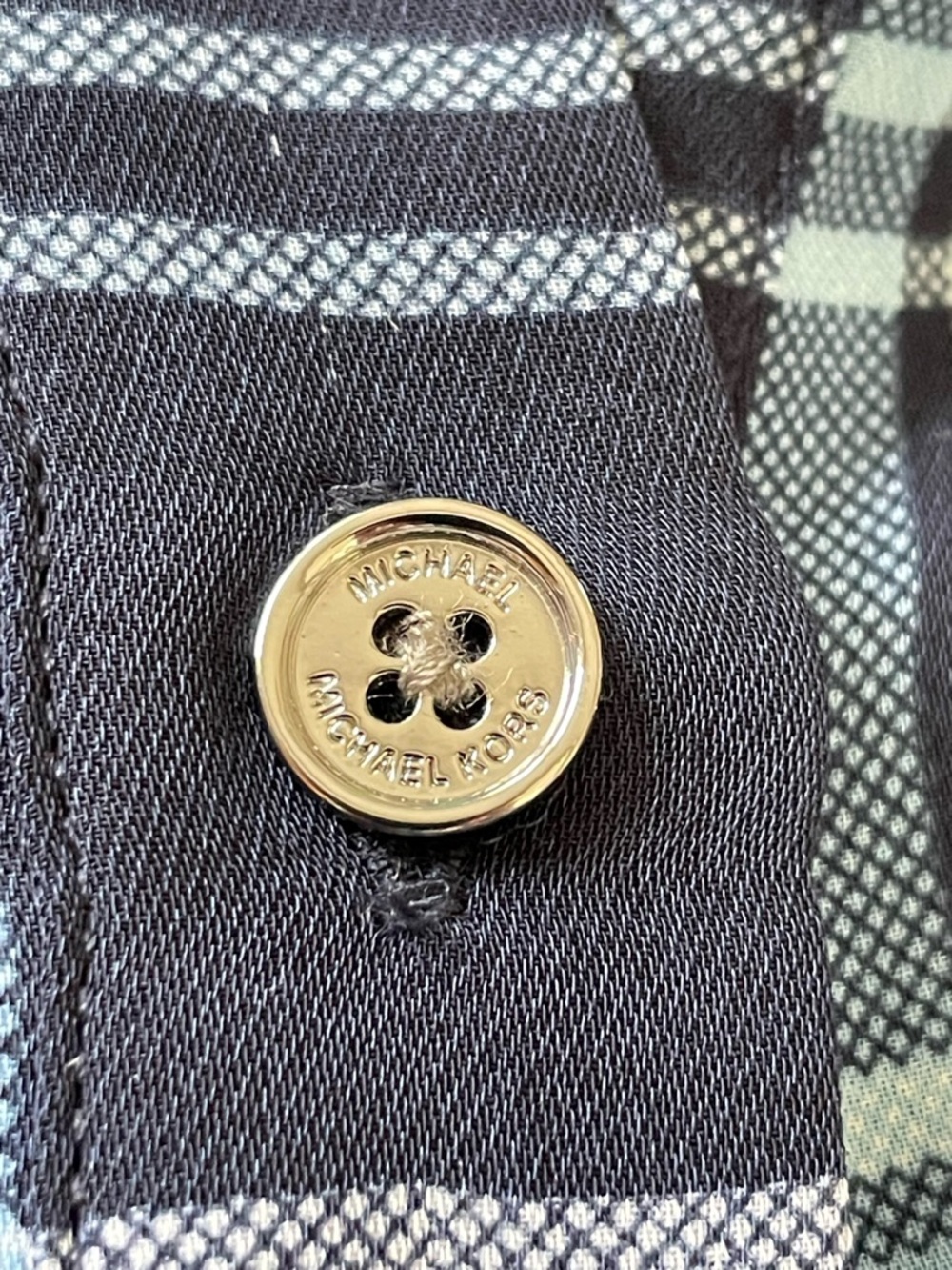 Michael Kors Navy and Light Blue Plaid Sleeveless Shirt Dress - Picture 6 of 8